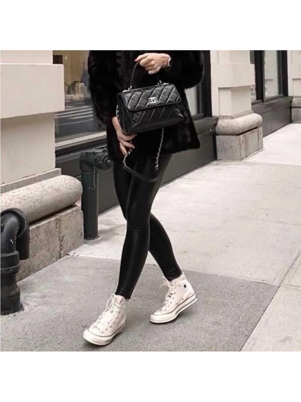 Converse Black Faux Leather Leggings - Shiny Slim Fit